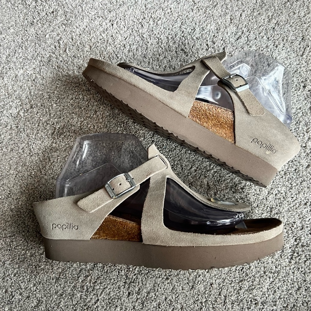 Birkenstock Papillio Gizeh Luna Wedge Size 41 Slip On Thong Sandals WORE 2X - Picture 3 of 8